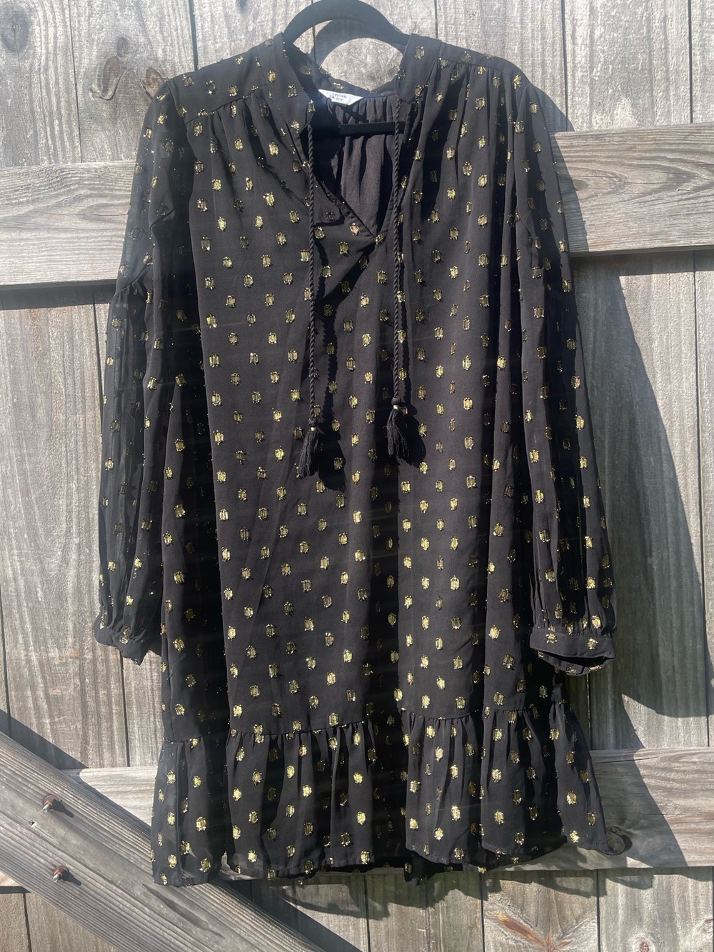 crown & ivy Black Tunic with Gold Dot Accents